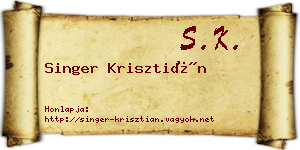 Singer Krisztián névjegykártya