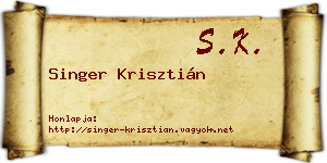 Singer Krisztián névjegykártya